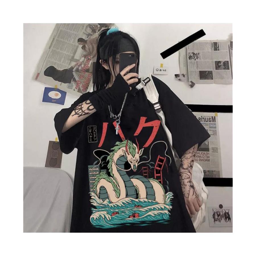 Anime Haku - Spirited Away Haku Siyah Unisex T-Shirt