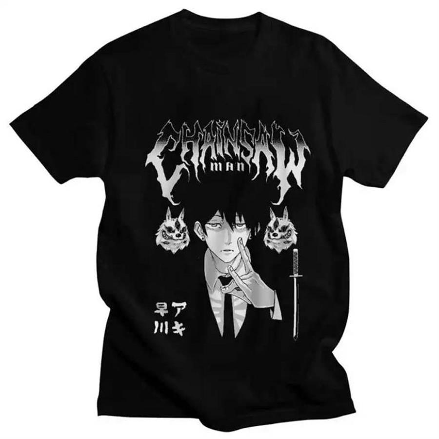 Anime Harajuku Chainsaw Man Siyah (Unisex) T-Shirt