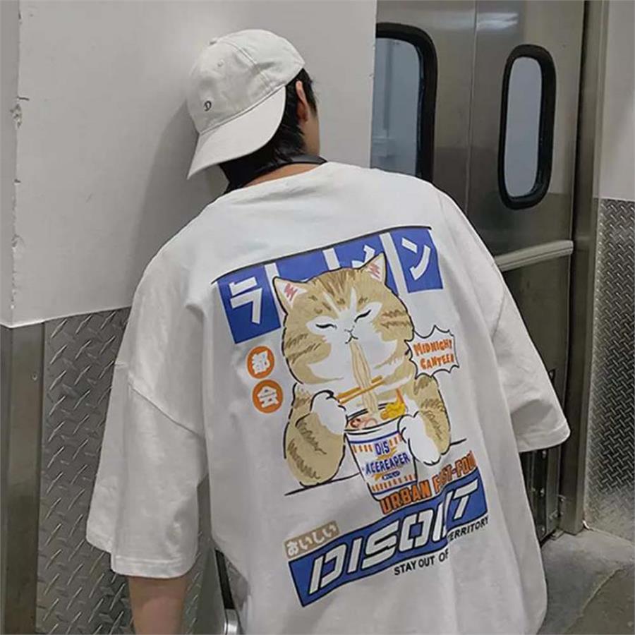 Anime Disout Cat Beyaz (Unisex) T-Shirt
