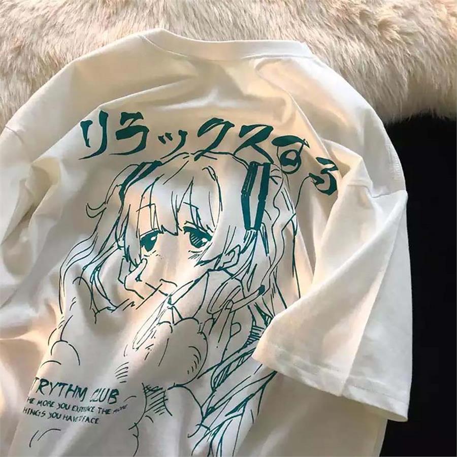 Anime Beyaz Harajuku Sad Girl Unisex T-Shirt