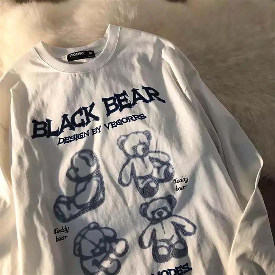 Anime Bear Teddy- Black Bear Beyaz (Unisex) T-Shirt