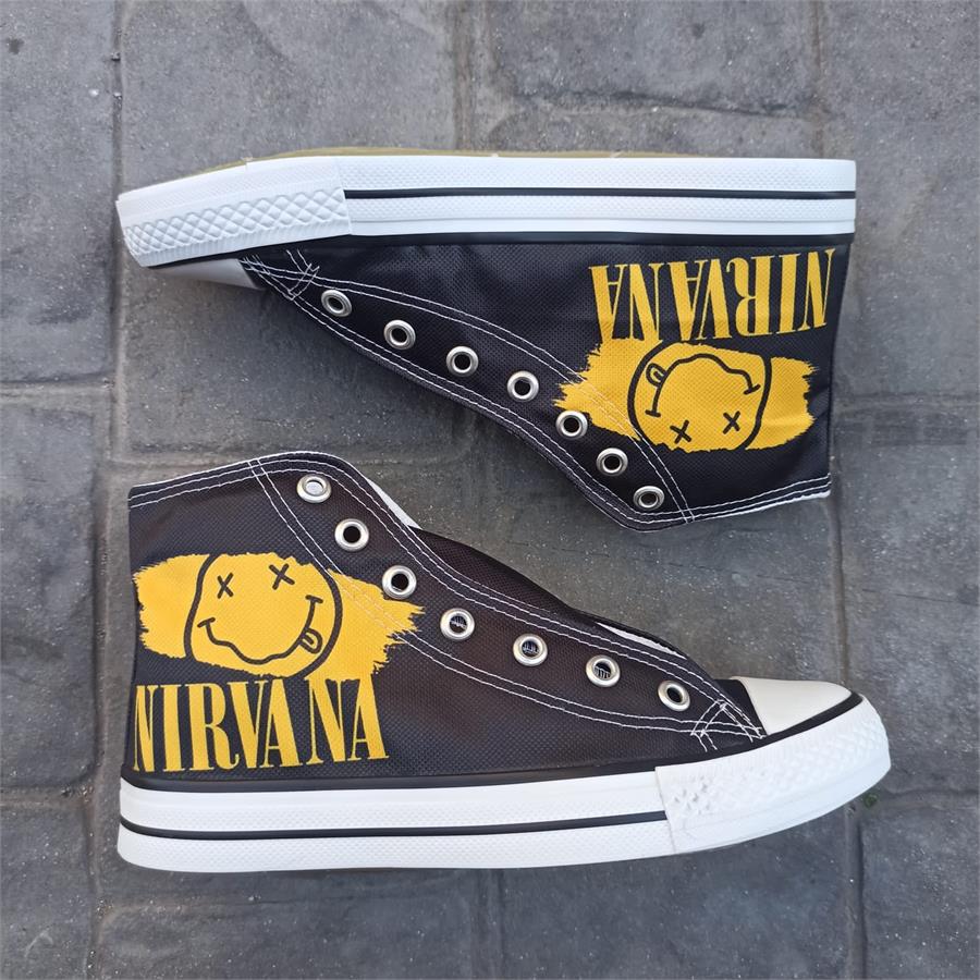 Nirvana Logo Uzun Kanvas Ayakkabı