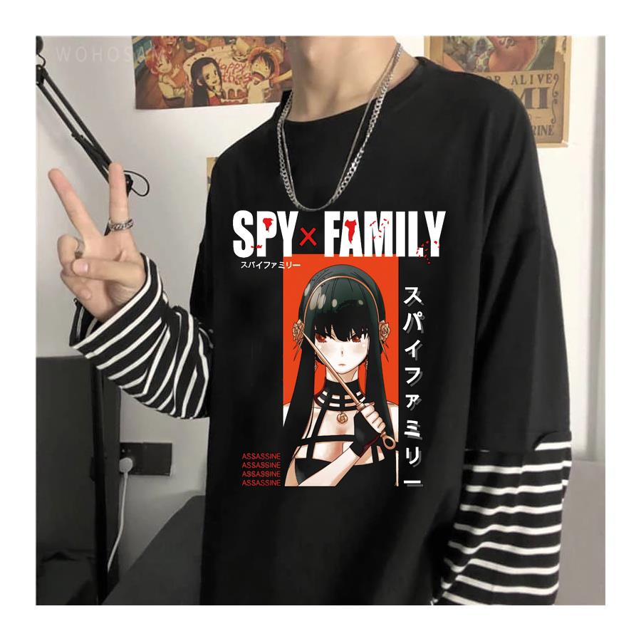 Anime Spy X Family Thorn Princess (Unisex) Çizgili Kollu T-Shirt