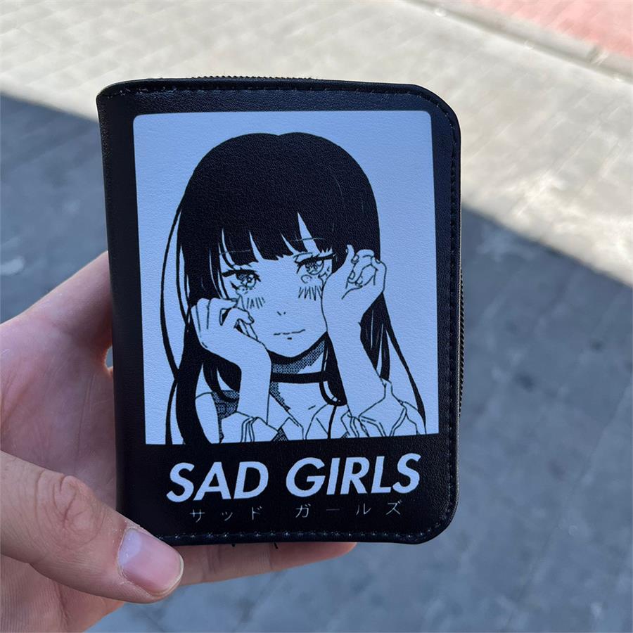 Anime Japanese Sad Girls Kısa Cüzdan