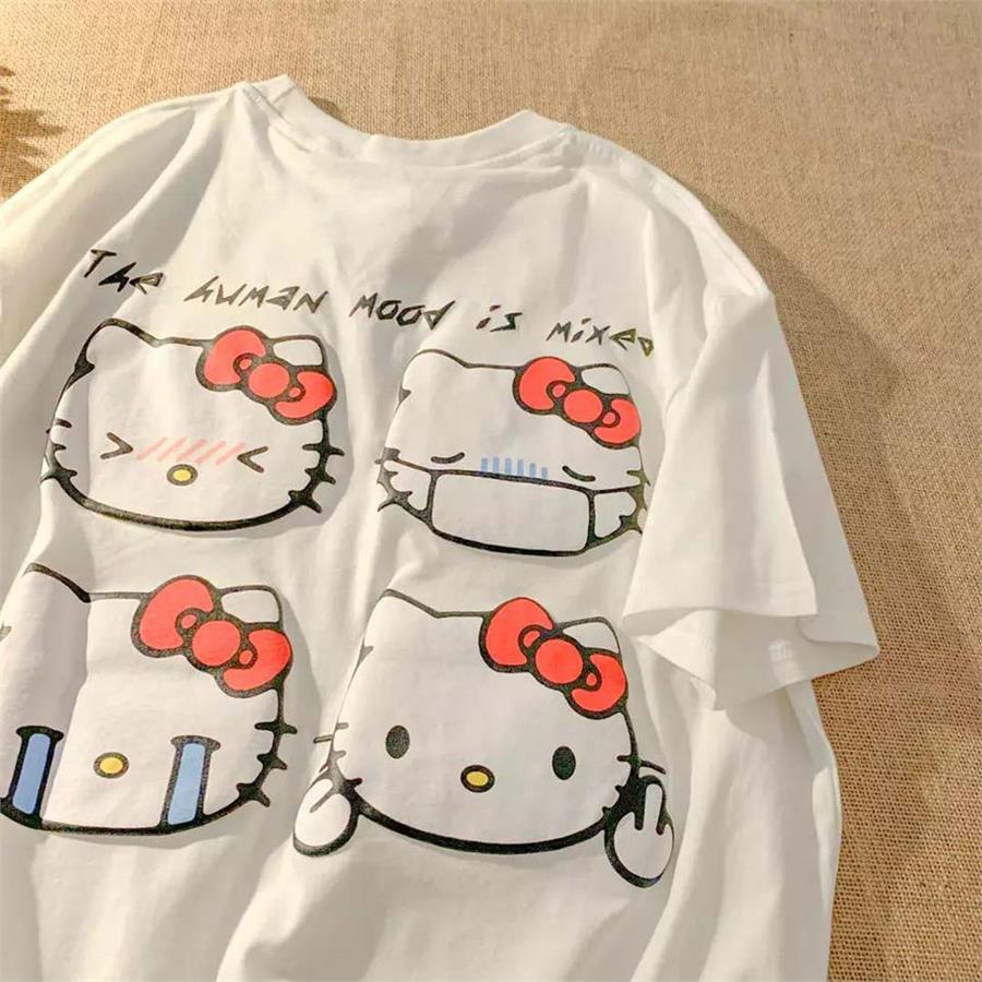 Hello Kitty Sick Emoji Beyaz (Unisex) T-Shirt