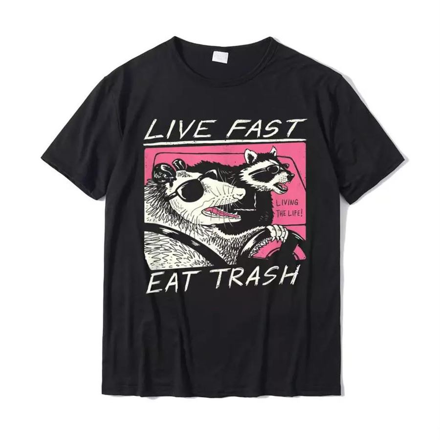 Siyah Live Fast Eat Trash (Unisex) T-Shirt