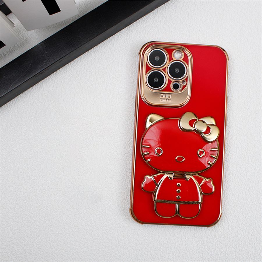 Kırmızı Hello Kitty Aynalı Telefon Tutucu