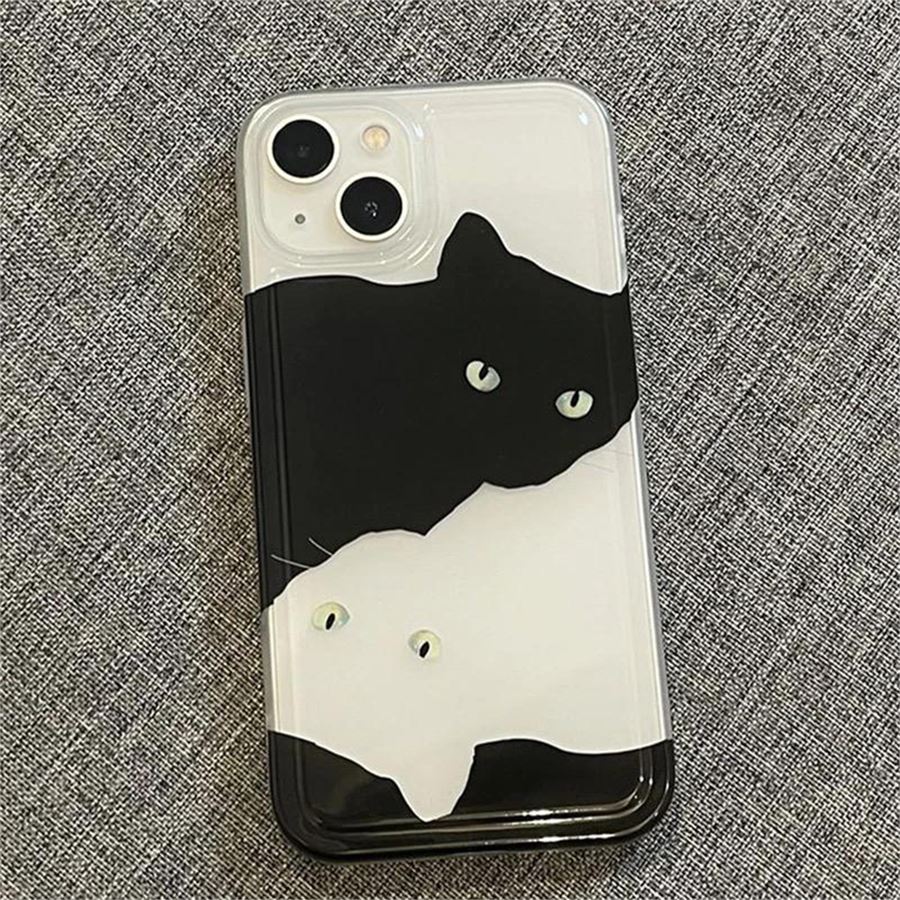 Black And White Cat Aesthetic İphone Telefon Kılıfları