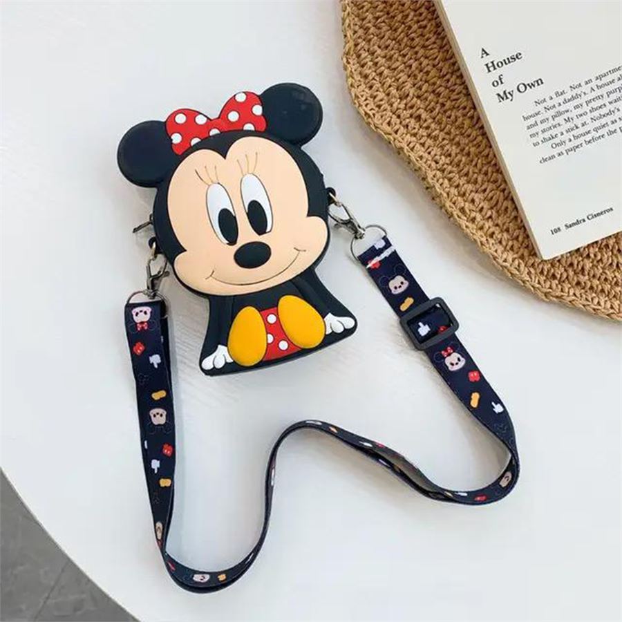 Oturan Minnie Mouse Silikon Mini Omuz Askılı Çocuk Çantası