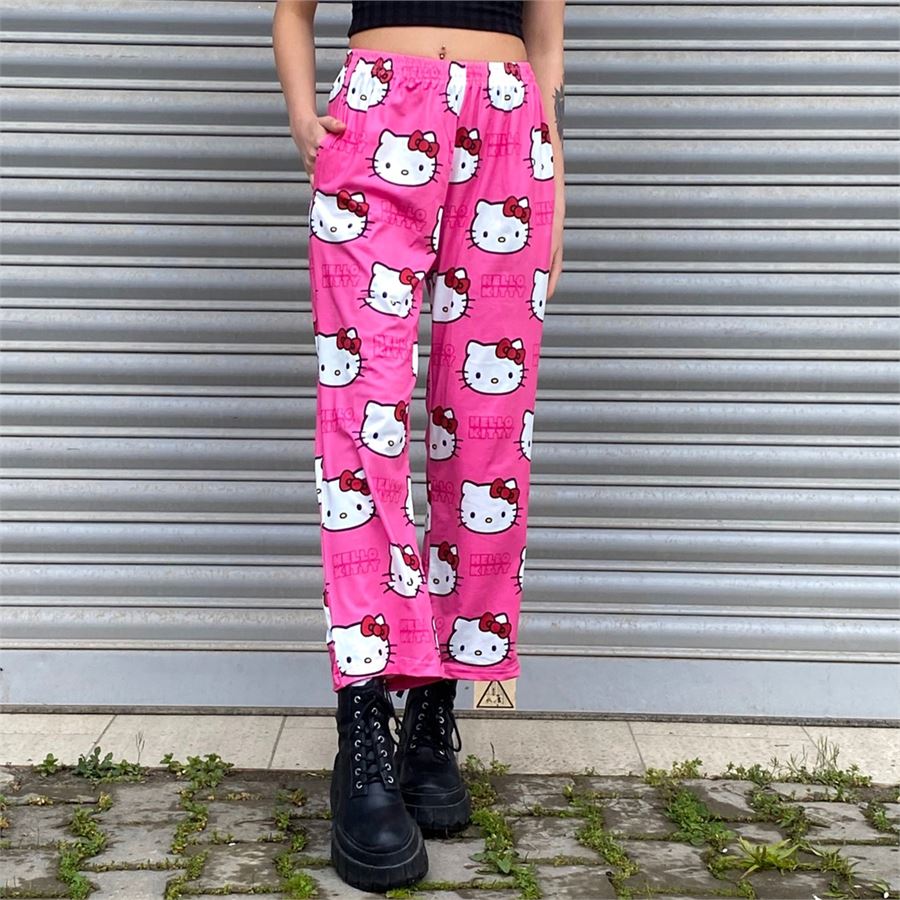 Pembe Hello Kitty Face Kolaj (Unisex)  Pijama Altı