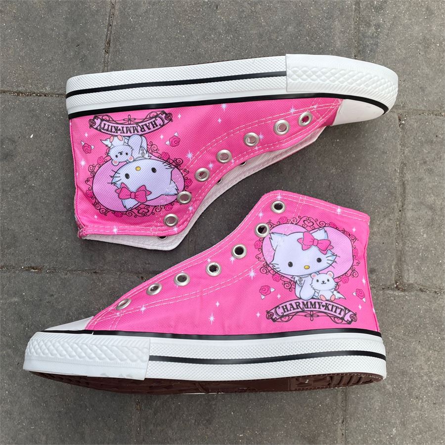 Pembe Hello Kitty - Charmmy Kitty Uzun Kanvas Ayakkabı