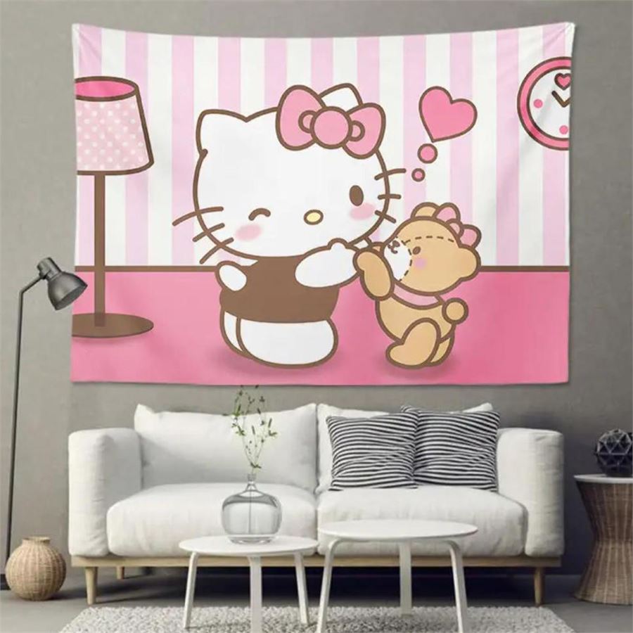70 X 100 Cm Hello Kitty - Teddy Friend Duvar Halısı 