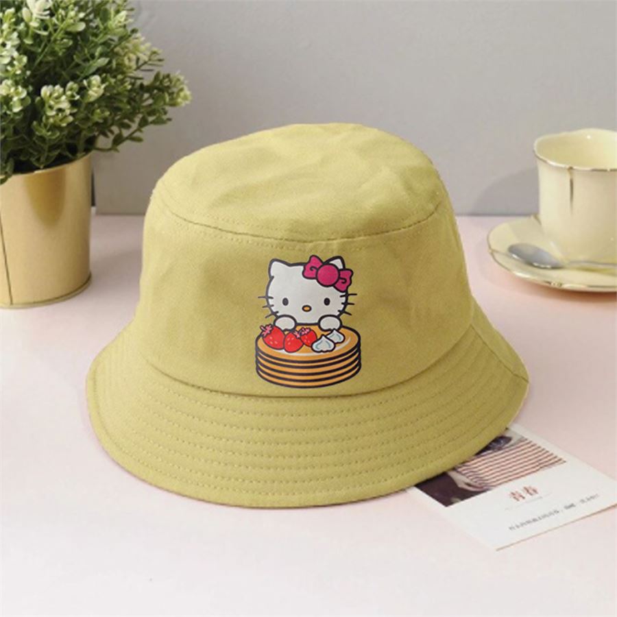Sarı Hello Kitty Crepe Bucket Şapka
