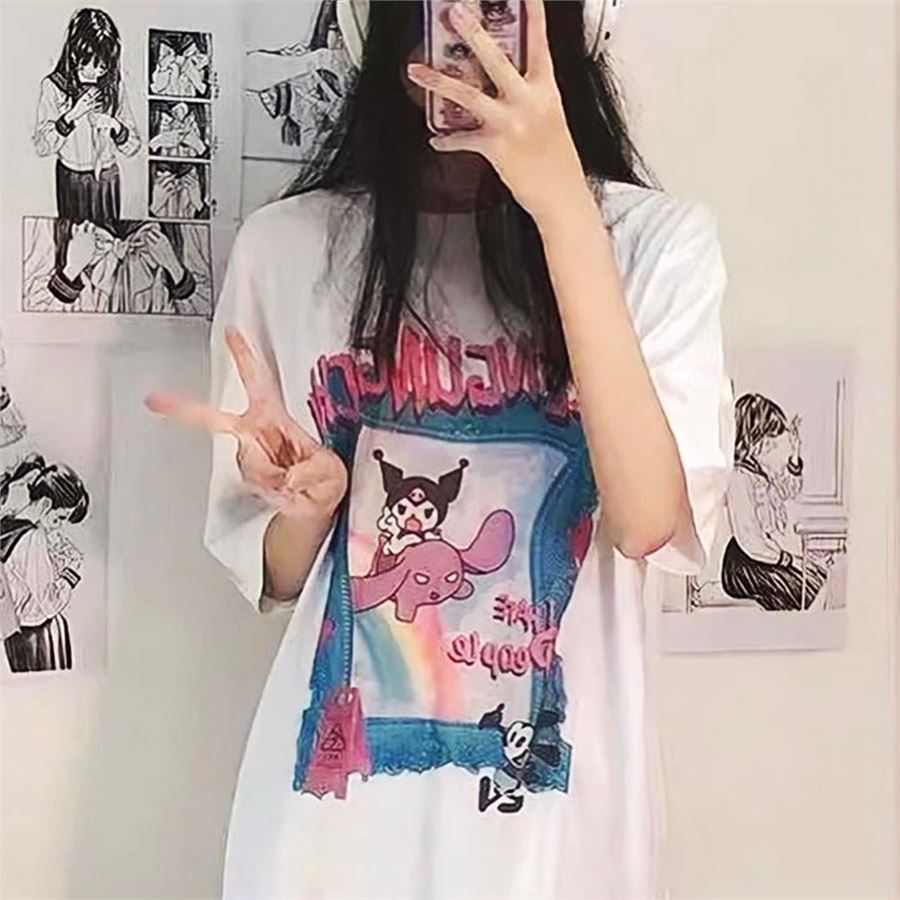 Beyaz Anime Harajuku Kuromi - I Hate People (Unisex) T-Shirt