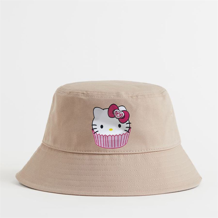 Bej Hello Kitty Basket Bucket Şapka