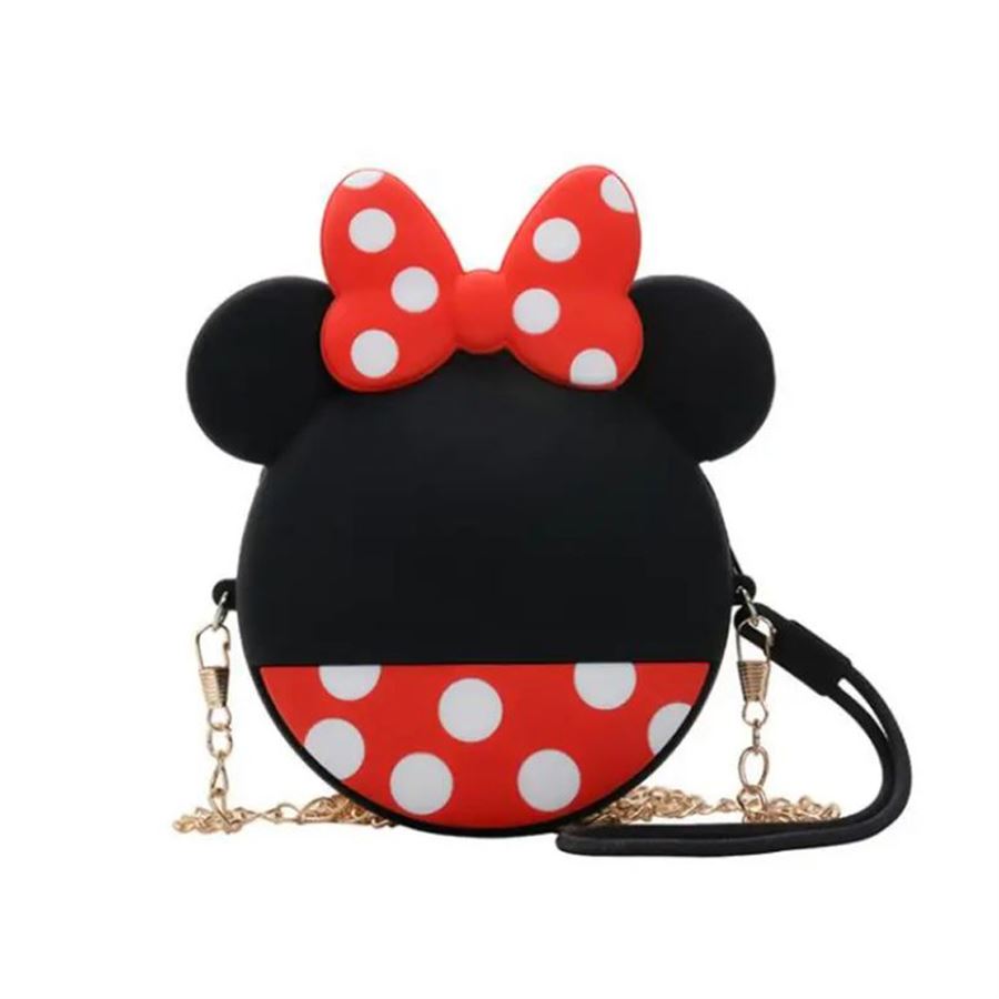 Küçük Boy Yuvarlak Minnie Mouse Silikon Askılı Çanta