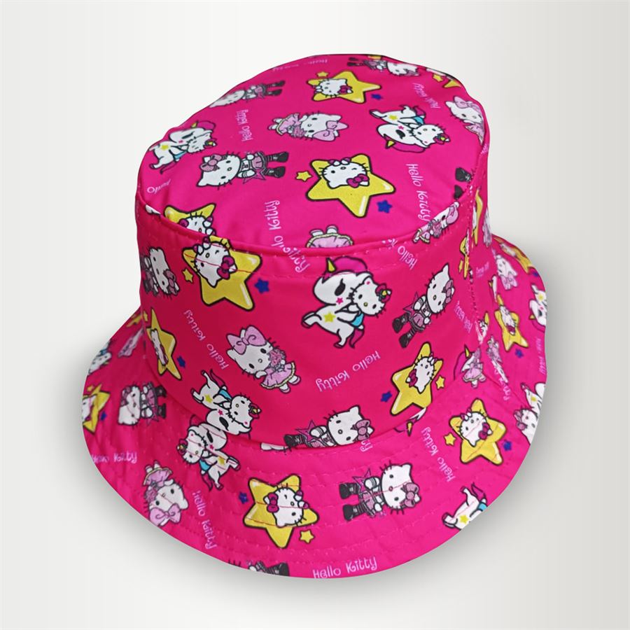 Pembe Hello Kitty Unicorn Star Kolaj Bucket Şapka