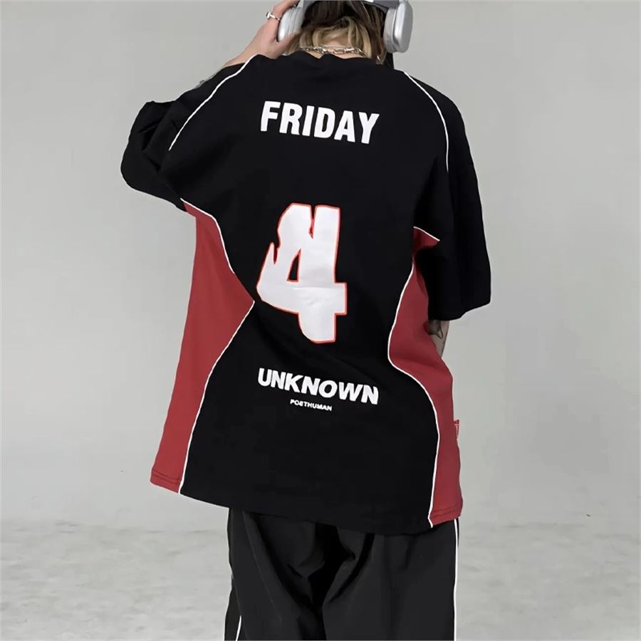 Siyah Friday Unknown Kırmızı Şeritli Unisex T-Shirt