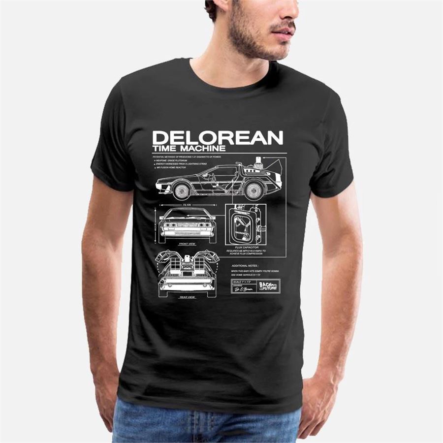 Siyah Delorean Time Machine Unisex T-Shirt