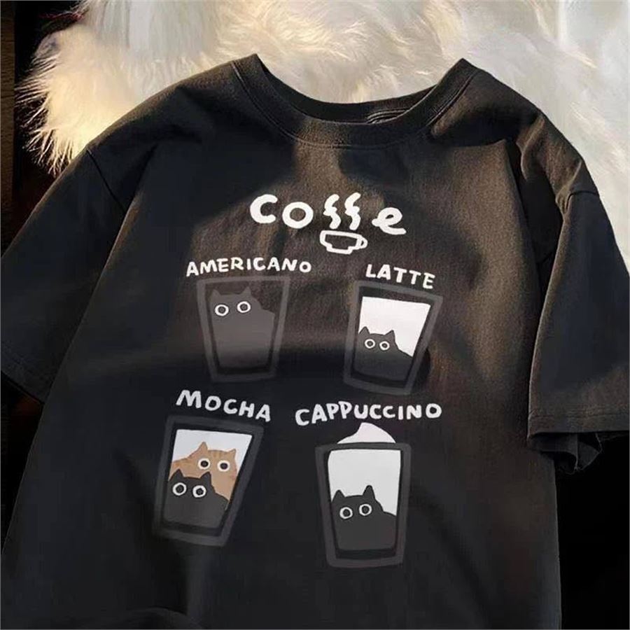 Siyah Coffe Cat Unisex T-Shirt
