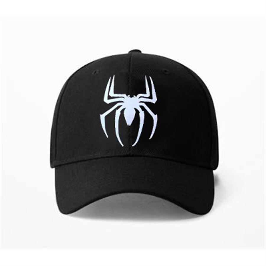 Siyah Spider Logo Baskılı Şapka