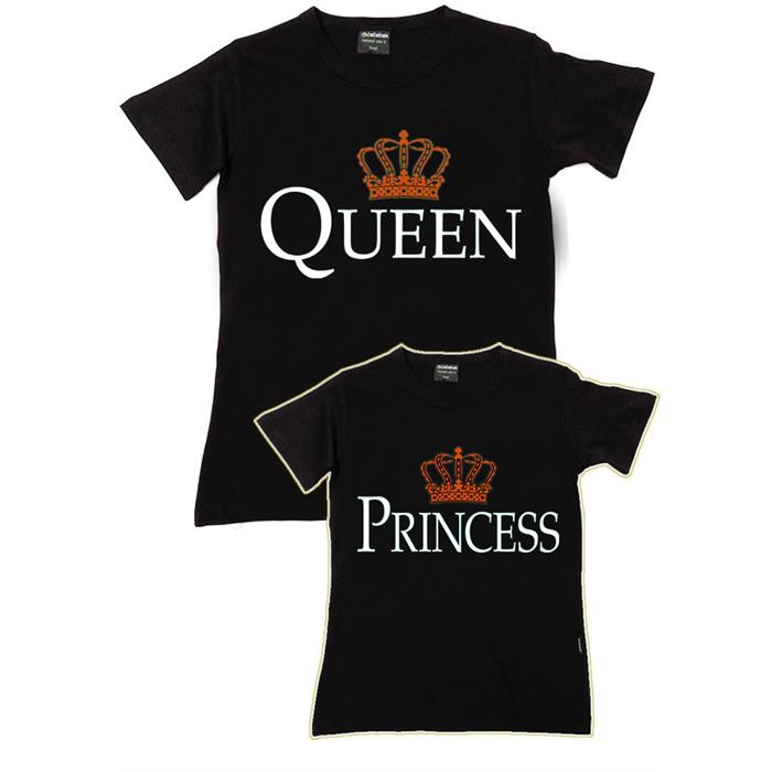 Siyah Queen & Princess Anne Kız Aile T-Shirtleri