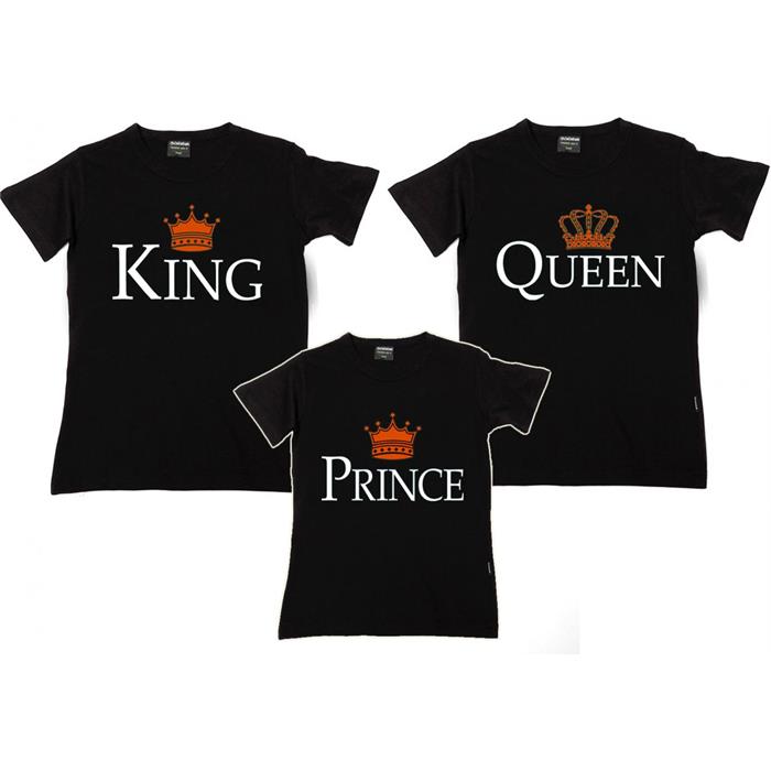 Siyah King,Queen & Prince Aile T-Shirtleri