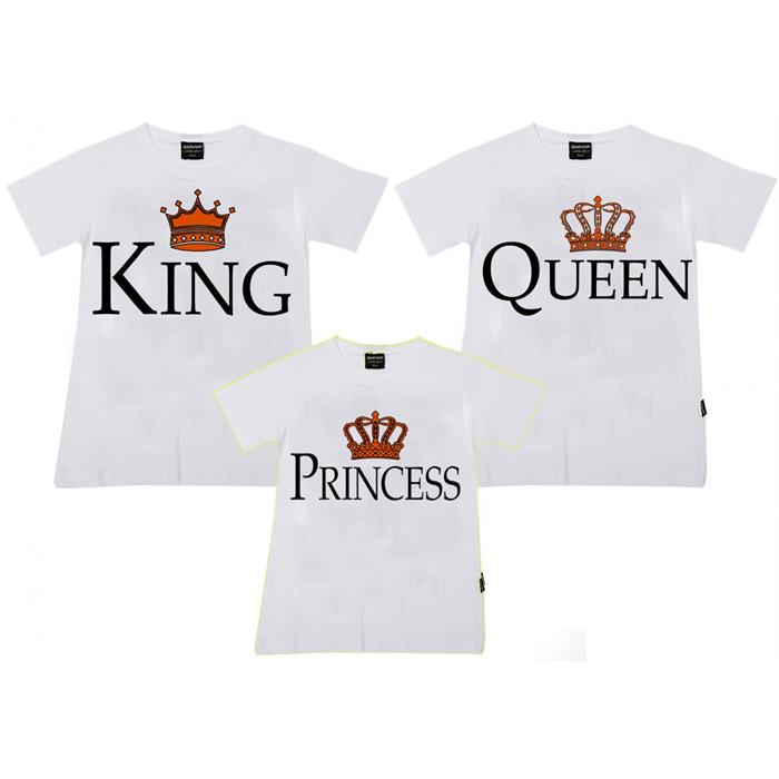 Beyaz King,Queen & Princess Aile T-Shirtleri