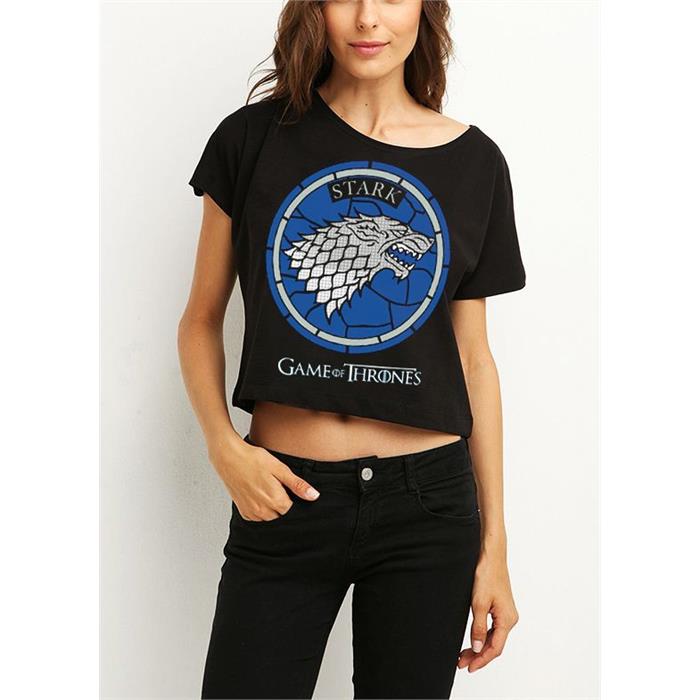 Game Of Thrones - Stark Logo Yarım Kadın T-Shirt