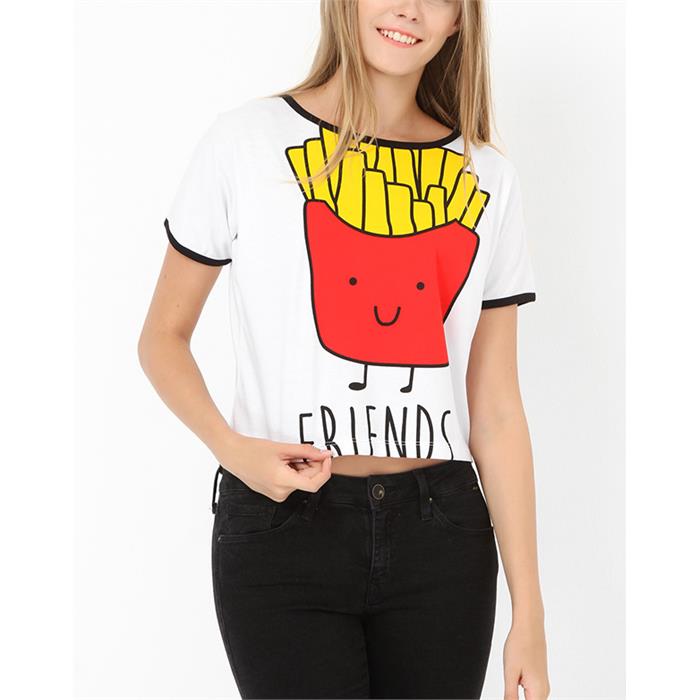 Patates Kızartması Friends Yarım Kadın T-Shirt