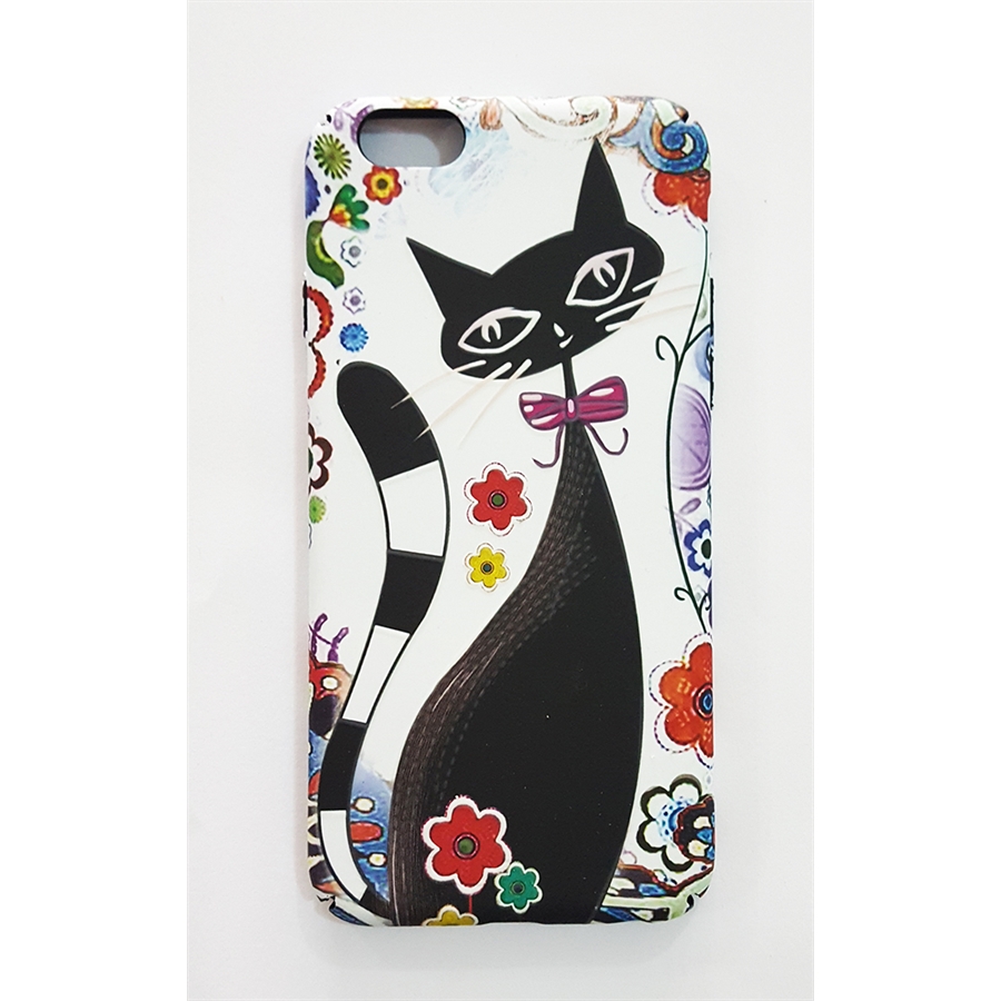 Siyah Beyaz Kabartmalı Kedi Iphone Telefon Kılıfları