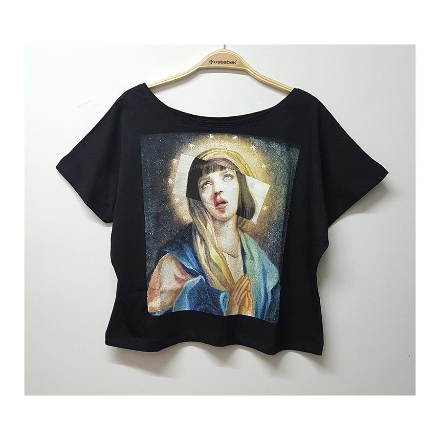 Virgin Mary Pulp Fiction Yarım Kadın T-Shirt