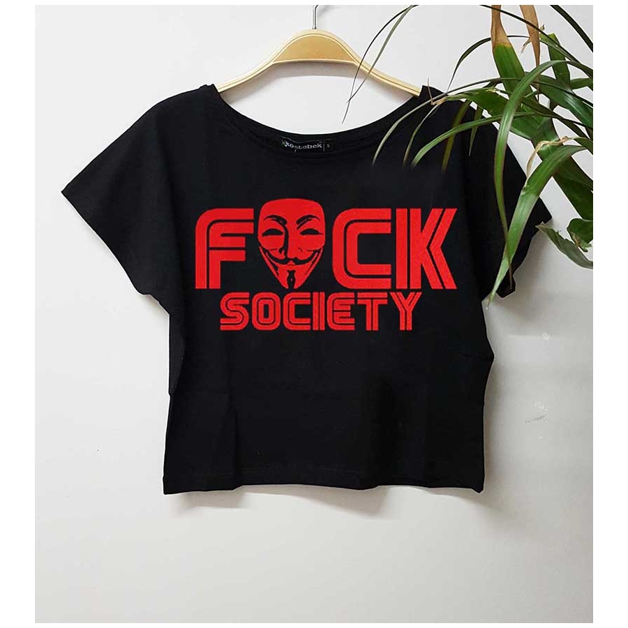 Mr. Robot - Fuck Society Yarım Kadın T-Shirt