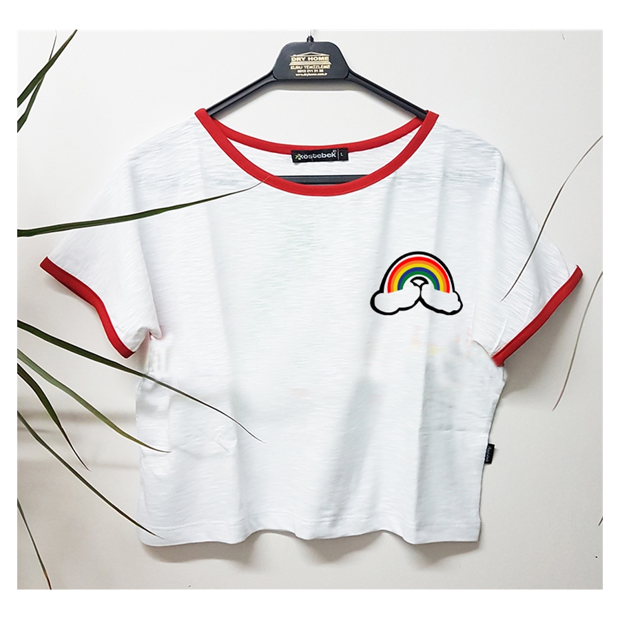 Heart Rainbow Yarım Kadın T-Shirt