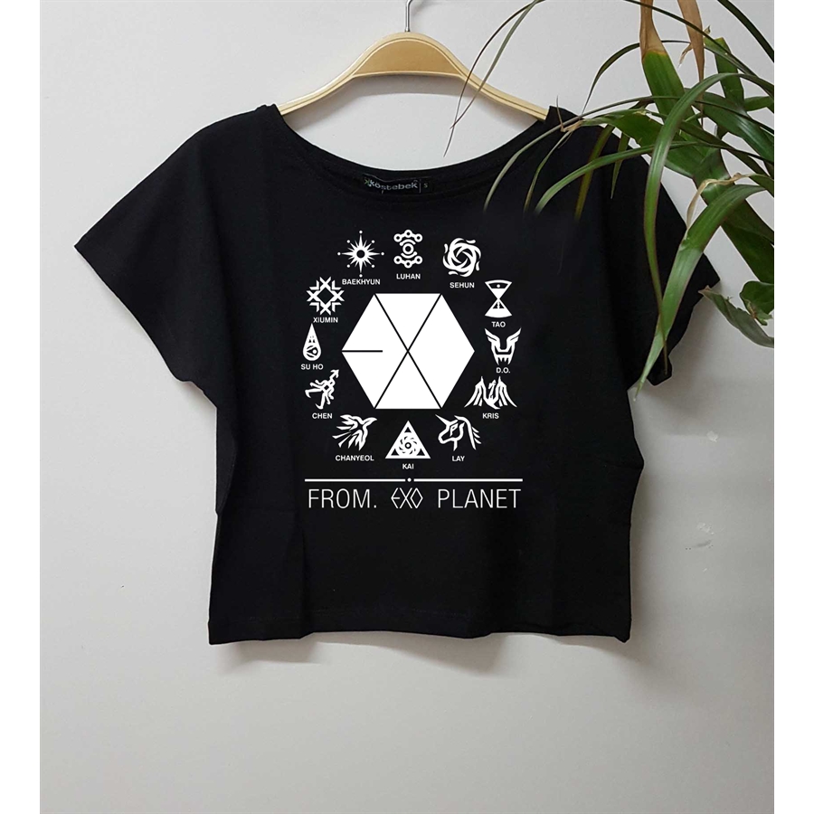 K-Pop Exo - From Planet Yarım Kadın T-Shirt