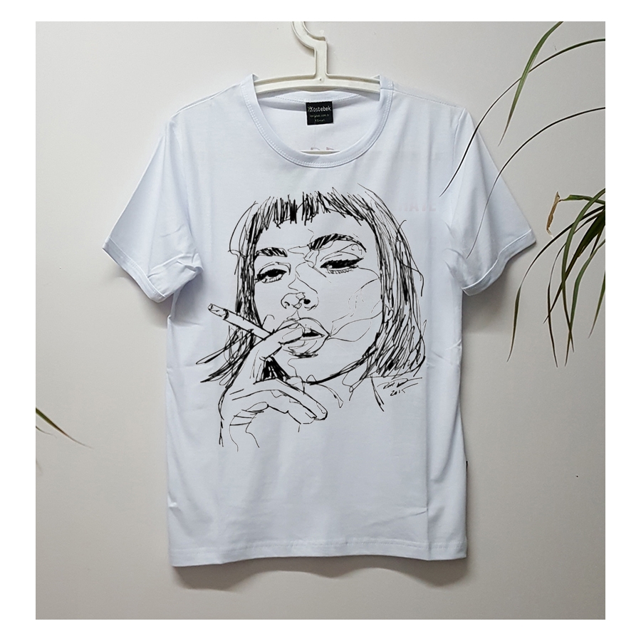 Drawing Smoking Girl  Unisex T-Shirt