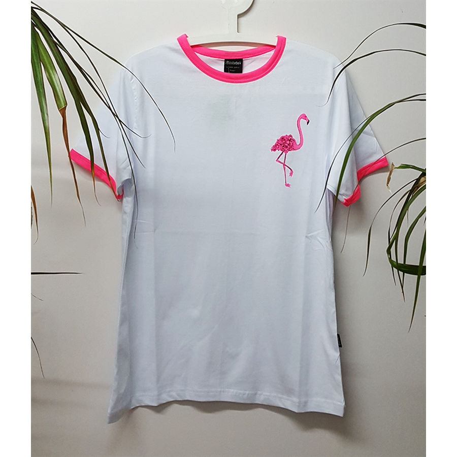Cepte Çiçekli Flamingo Unisex T-Shirt