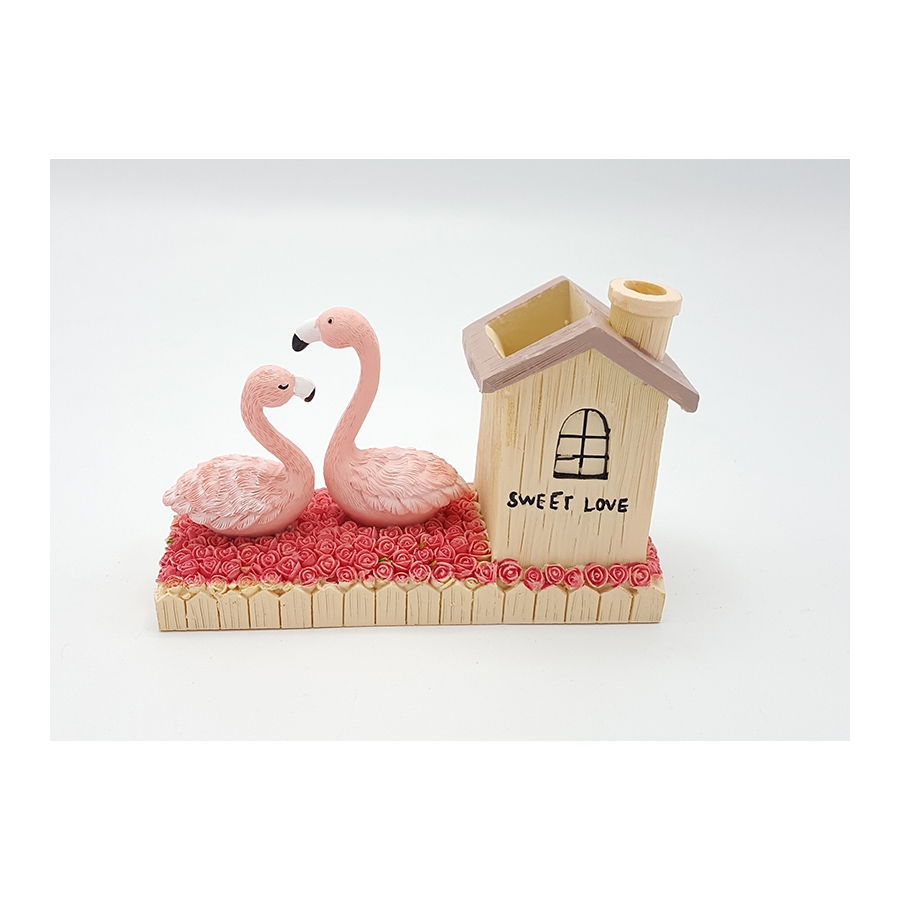 Çift Flamingo Dekoratif Ev Kalem Kutusu