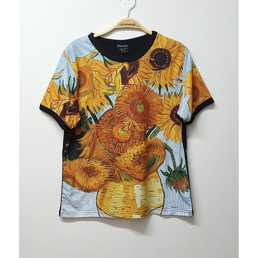 Dijital Baskı Art - Vincent Van Gogh- Sunflowers Unisex T-Shirt