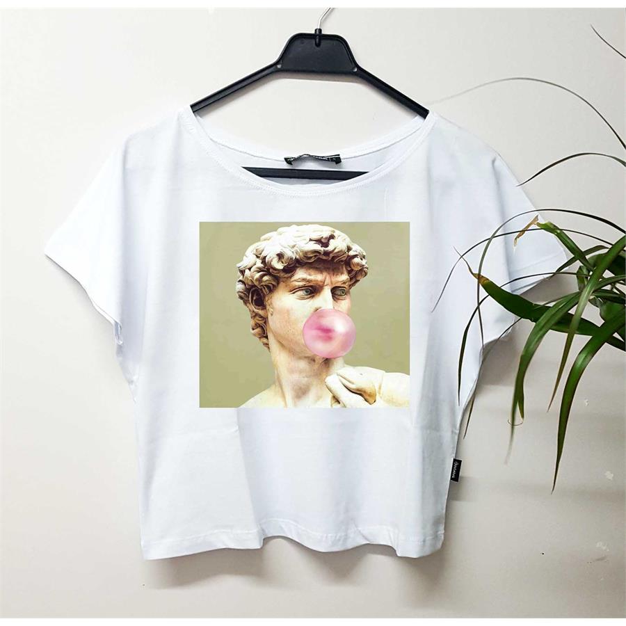 Art - Michelangelo - David Bubble Gum Kadın Yarım T-Shirt