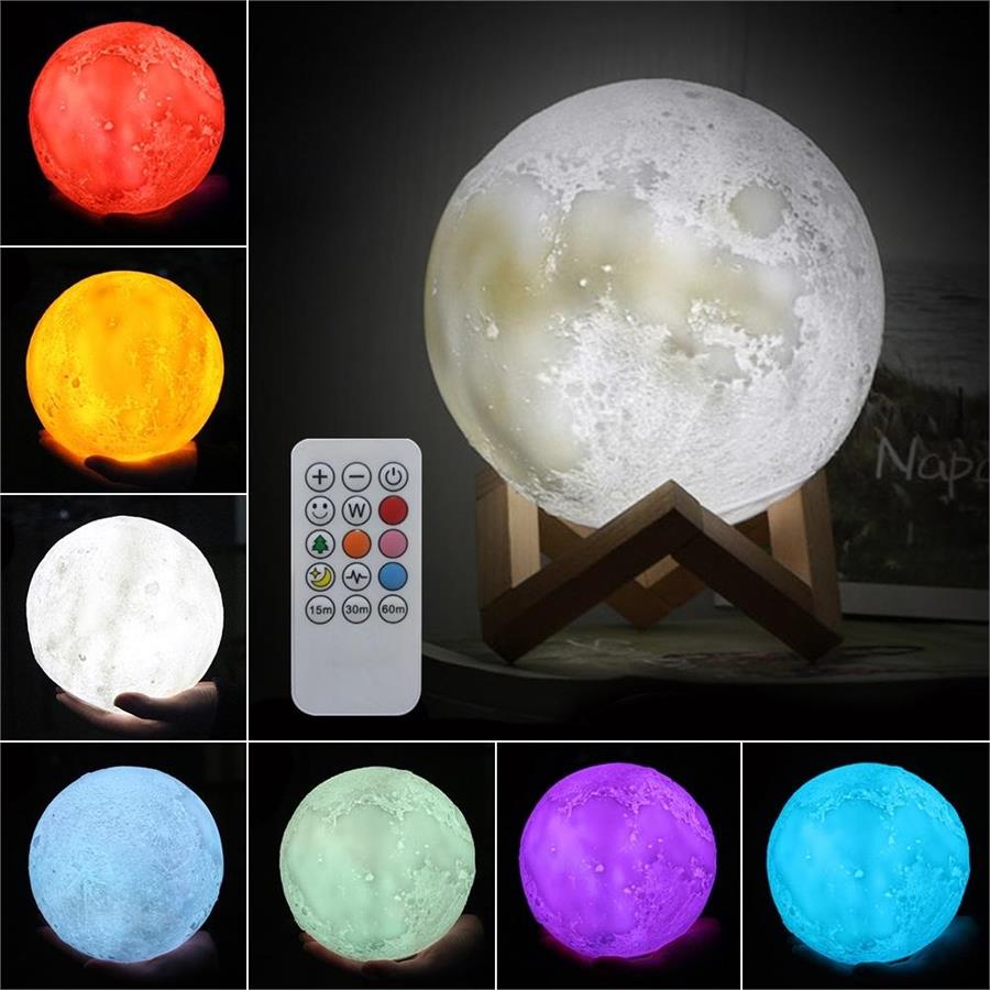 3D Moon Light Masa Üstü Kumandalı Gece Lambası