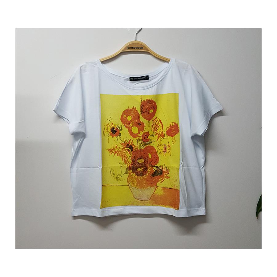 Art - Van Gogh Sunflower Kadın Yarım T-Shirt
