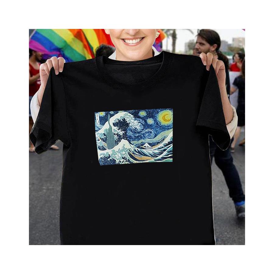 Art - Starry Night & The Great Wave Unisex T-Shirt