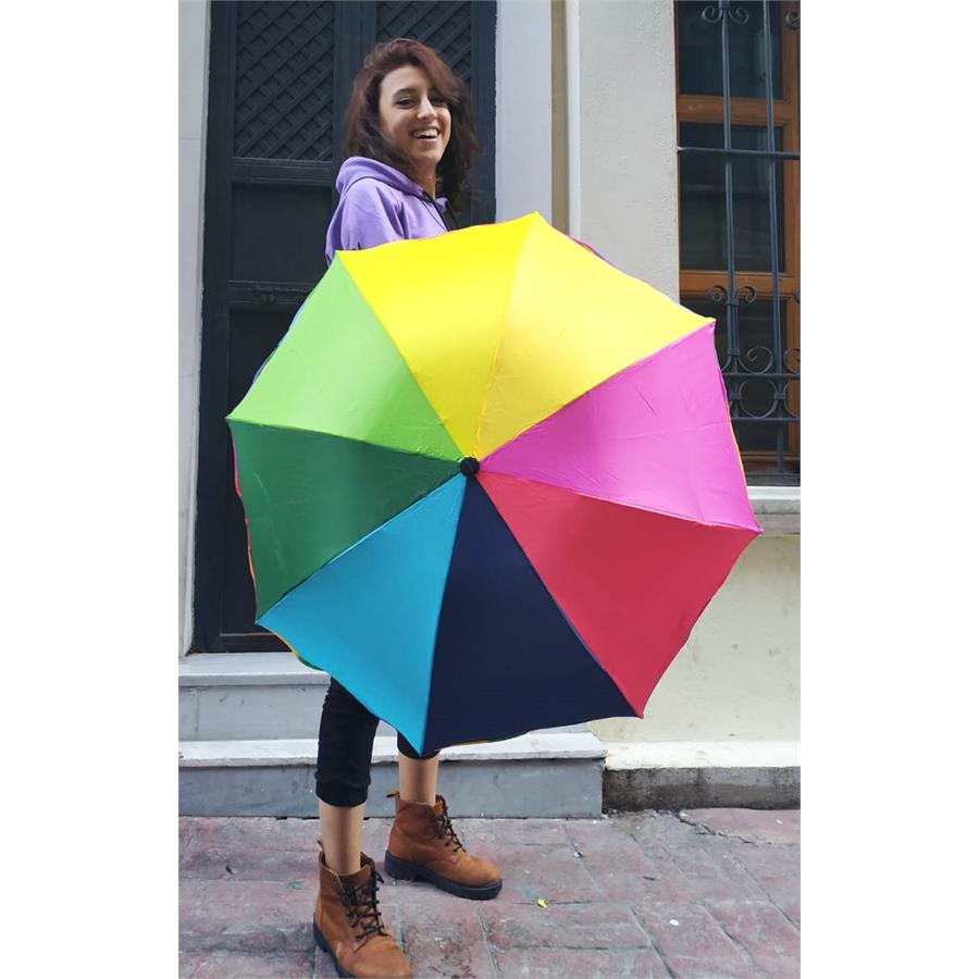 Puantiyeli Lgbt (Rainbow) New Şemsiye