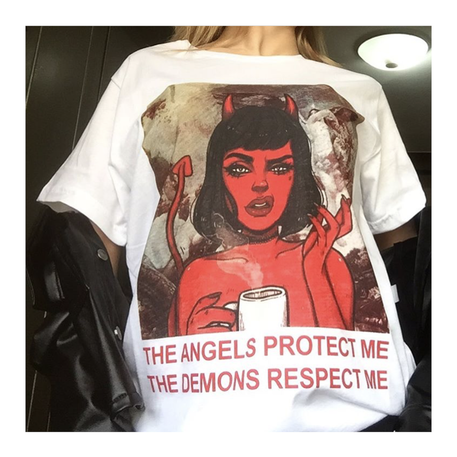 The Angels Protect Me, The Demons Respect Me Unisex T-Shırt