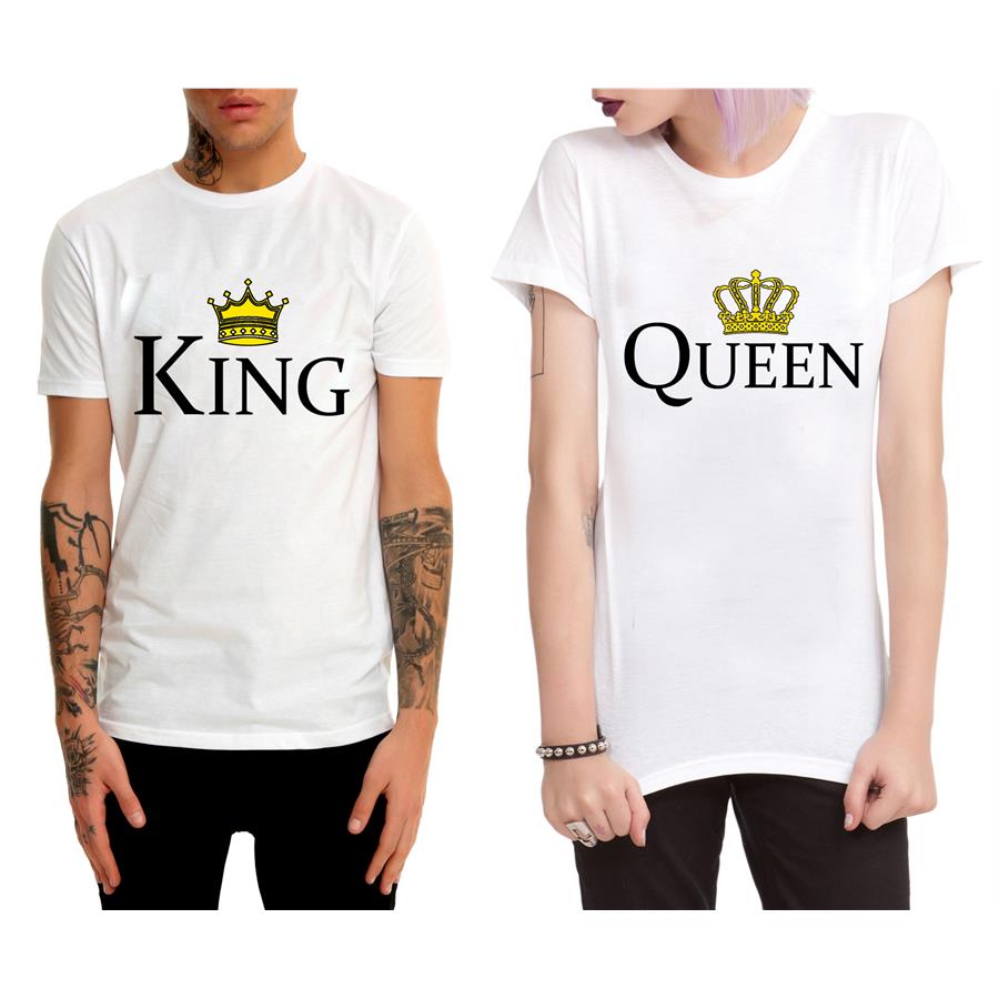 Beyaz King - Queen Beyaz Çift T-Shirt