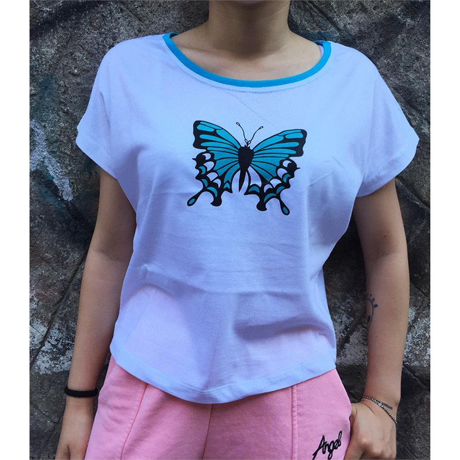 Mavi Butterfly Yarım Kadın T-Shirt