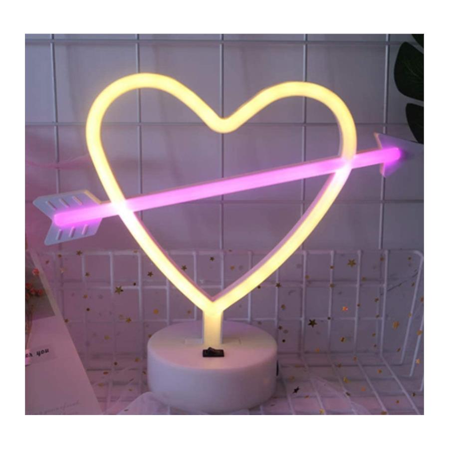 Kalp İçinde Ok Neon Gece Lambası