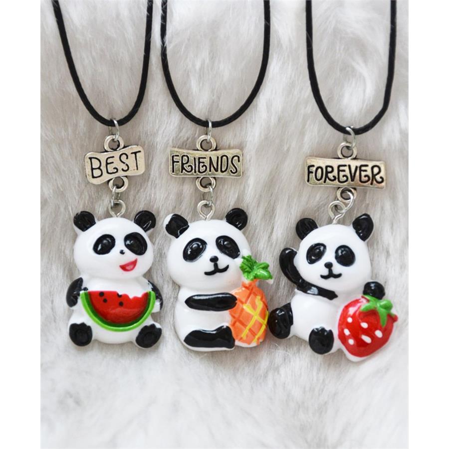 Panda Meyveli Bff Üçlü Kolye