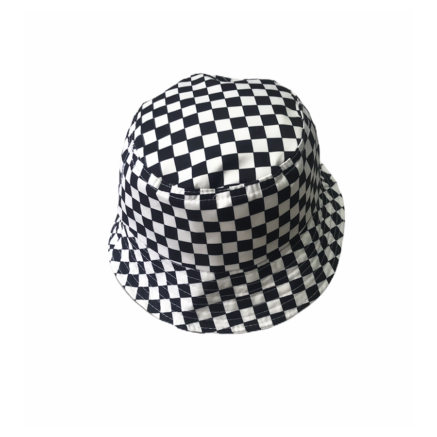Siyah Beyaz Damalı Bucket Şapka